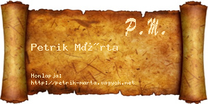 Petrik Márta névjegykártya